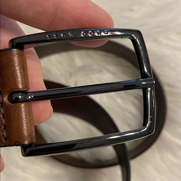 BOSS Men's Brown Leather Belt brand new size 34 length 44” - Picture 2 of 10
